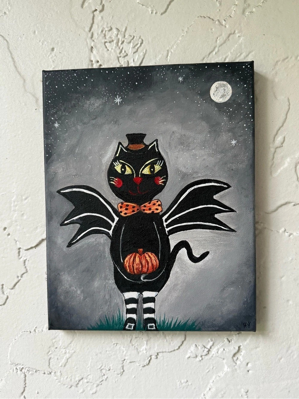 Black Cat Halloween Painting